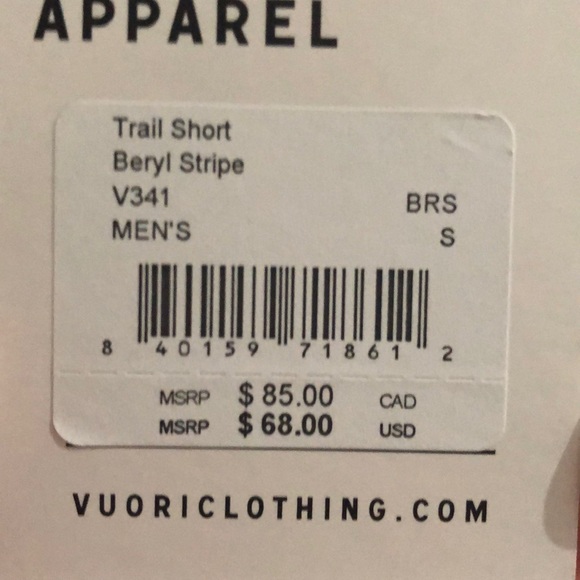 NWT 💥 LAST ONE - S | Vuori / Trail Short - Beryl Stripe - Picture 7 of 14